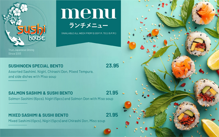 sushi étlap tervezés