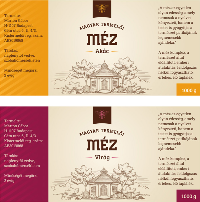 méz termékcímke tervezés